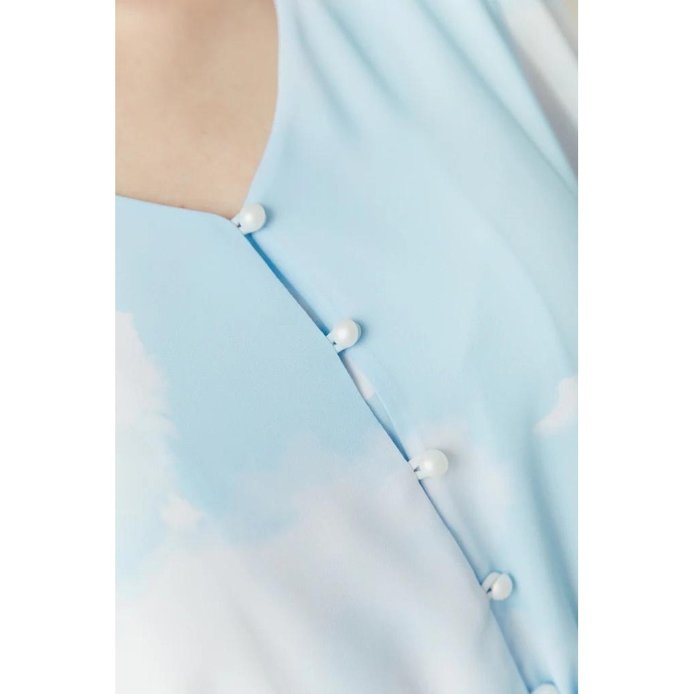 Miss Patina Heaven On Earth Cloud Print Midi Dress Blue White S - Picture 13 of 14